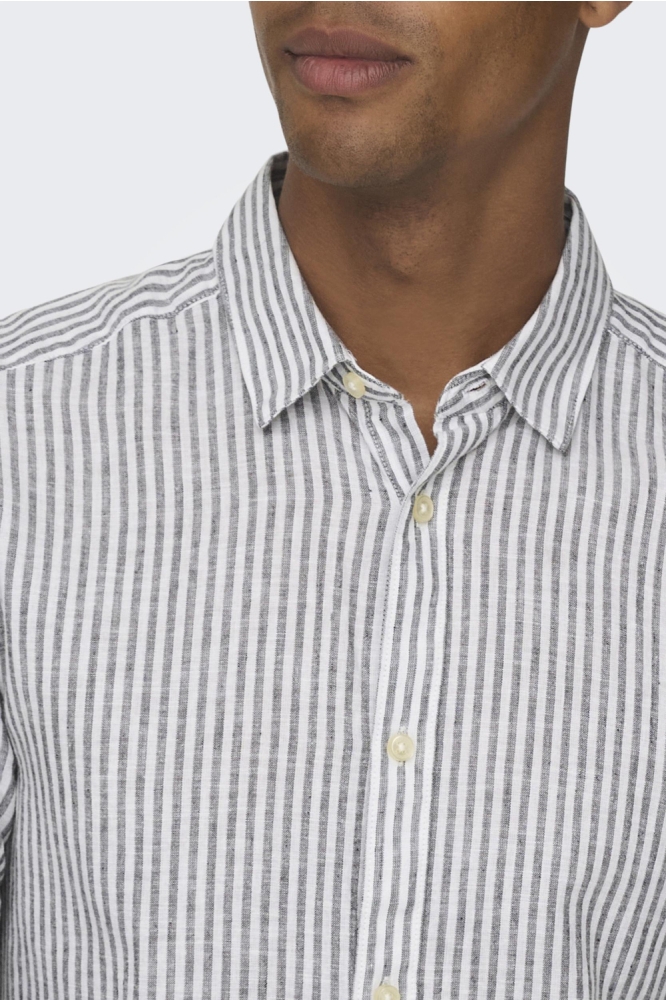 ONSCAIDEN LS STRIPE LINEN SHIRT 660 22026601 DARK NAVY